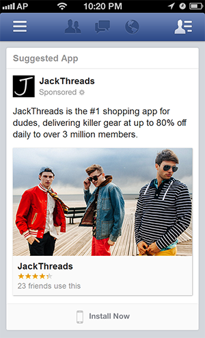 JackThreads sponsored Facebook Ad
