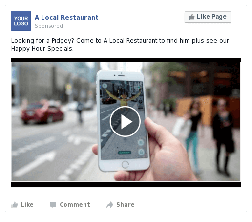 Restaurants - AdParlor Facebook Video Post: Looking for a Pidgey? Pokemon Go.