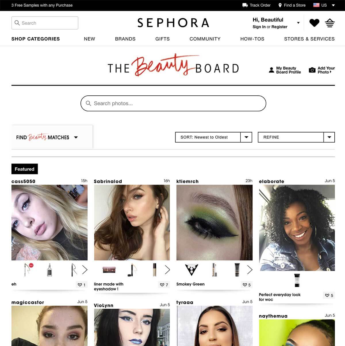 Sephora beauty board user-generated content