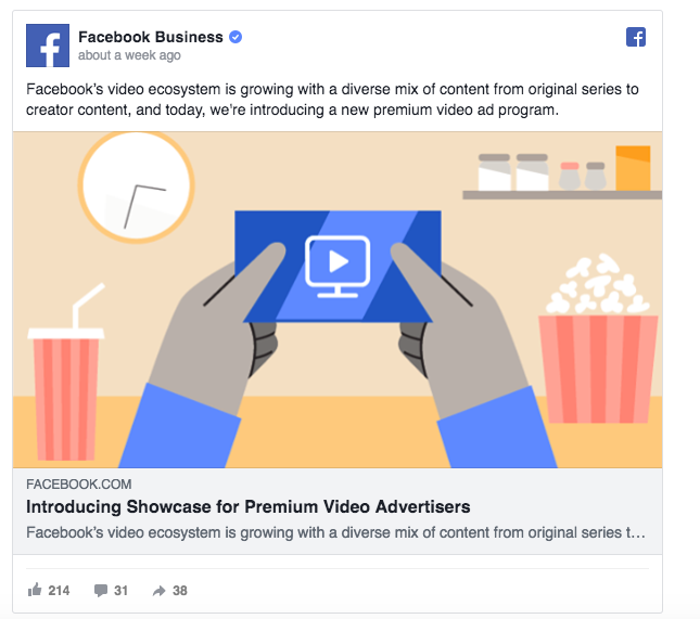 Facebook Video Ecosystem Ad example