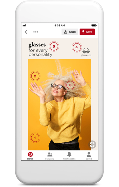 Image of a mobile device with Pinterest creative best practice.