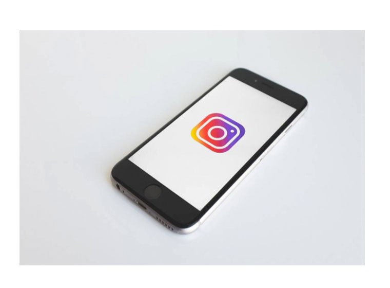 Phone with instagram logo 