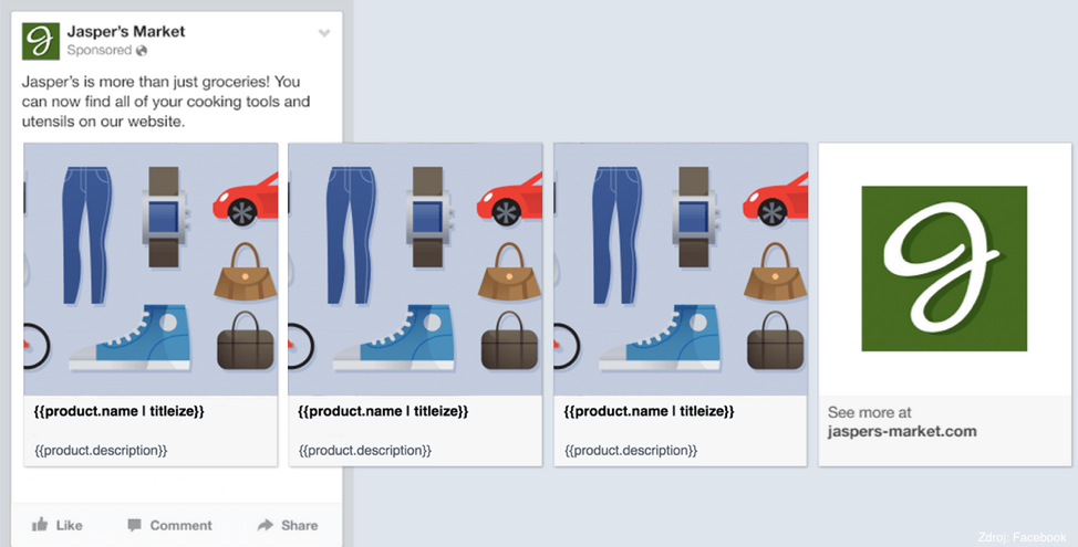 Image of 4 examples showing Facebook Dynamic ads