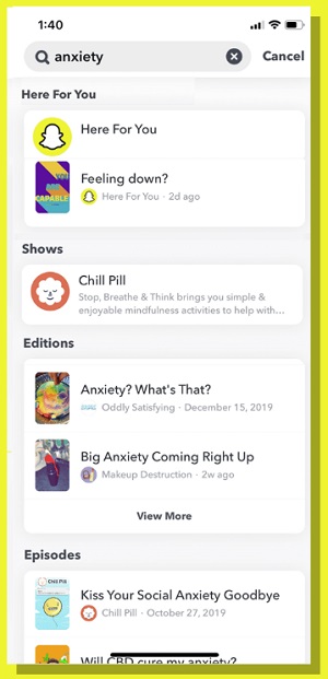Snapchat's 'Here for You' Tool - social media update