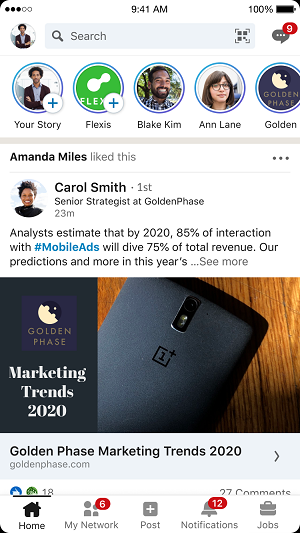 LinkedIn stories rollout