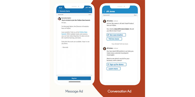 LinkedIn message ads vs conversation ads