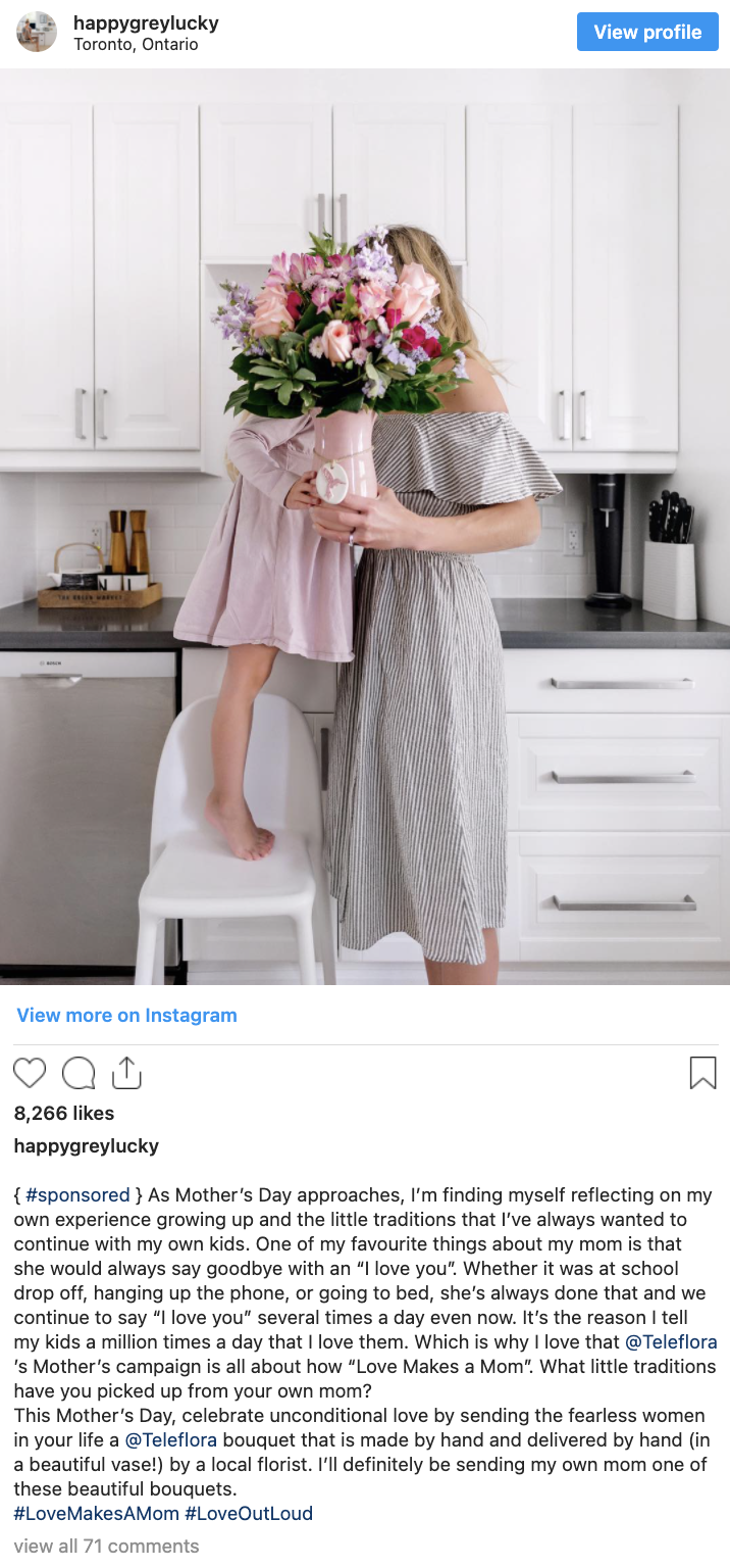 Influencer-led mother's day campaign